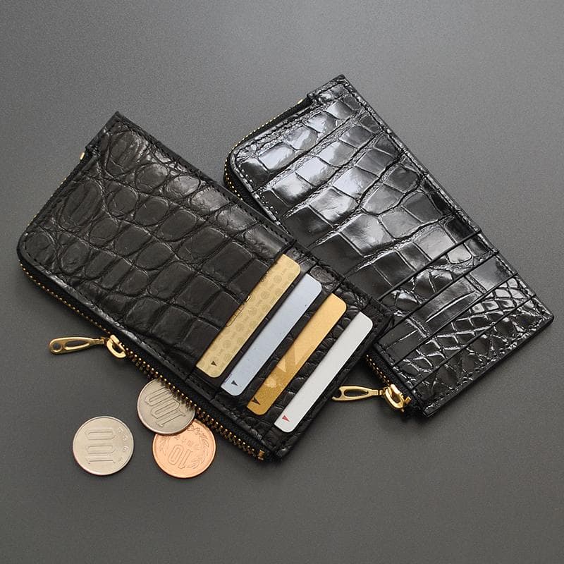 ■新品　送料込み■本クロコダイル　鰐革　男女兼用　フラグメントウォレット　ENA