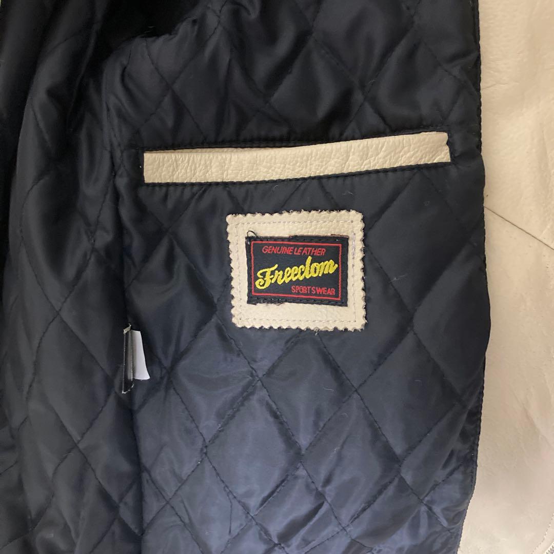 フリーダム　革ジャン　メンズ　襟付きシングルライダース　サイズL