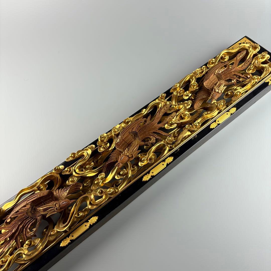 木彫 金彩色 透彫 欄間 細密彫刻