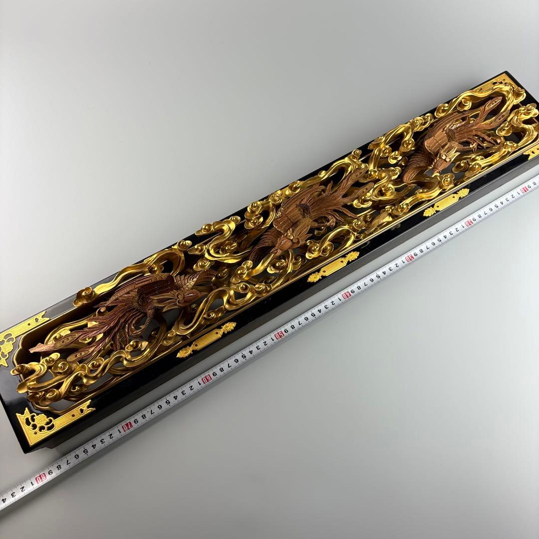 木彫 金彩色 透彫 欄間 細密彫刻