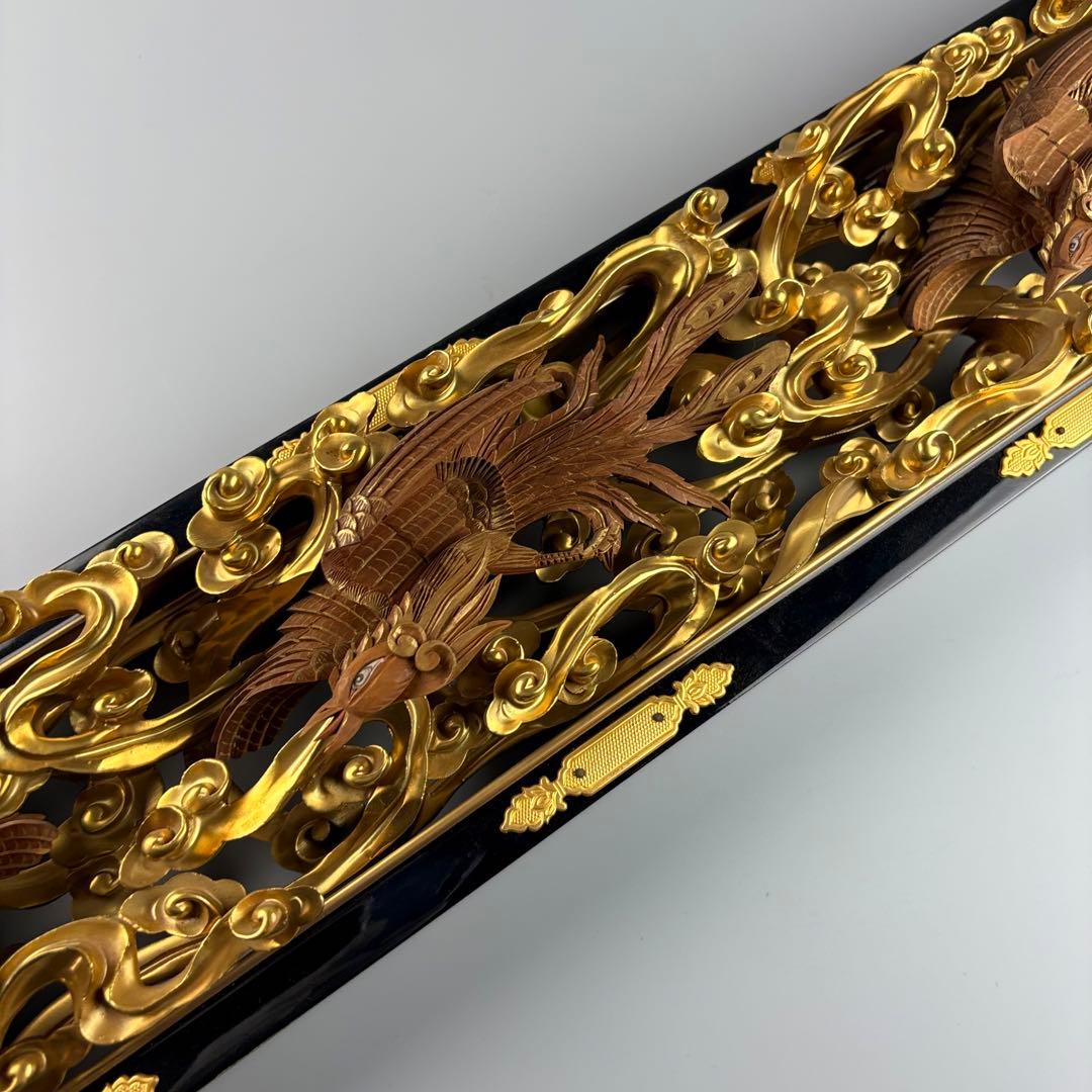 木彫 金彩色 透彫 欄間 細密彫刻