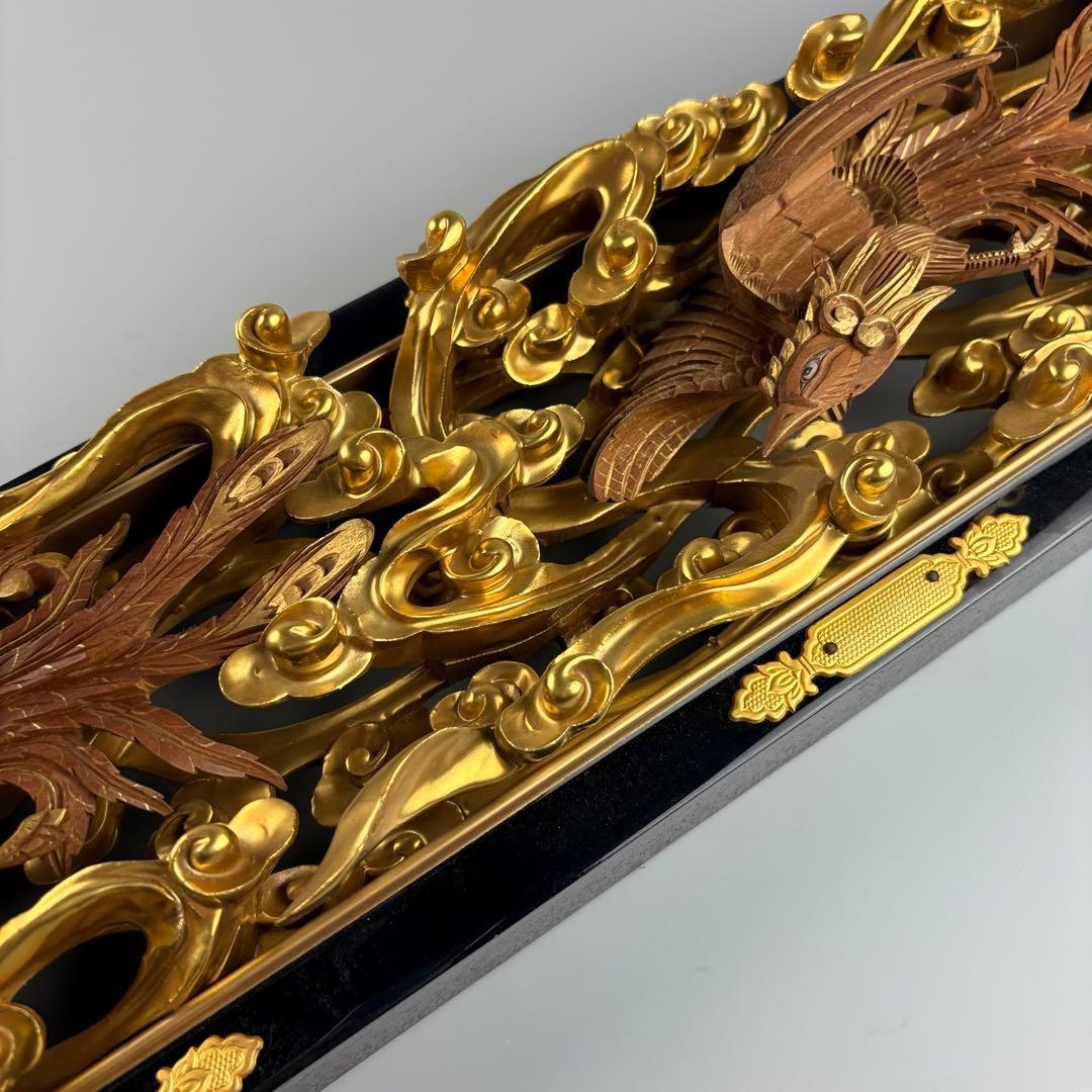 木彫 金彩色 透彫 欄間 細密彫刻