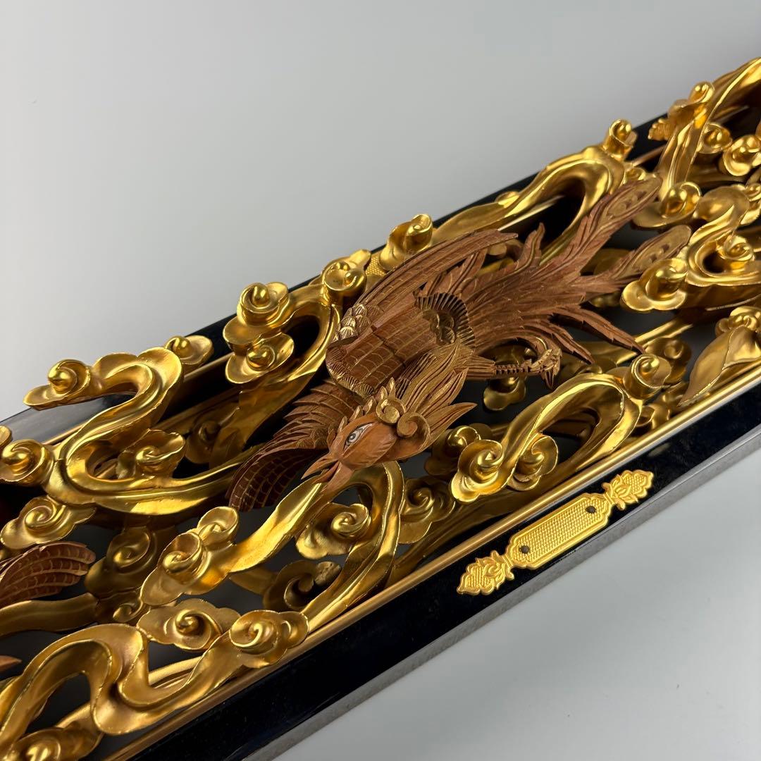 木彫 金彩色 透彫 欄間 細密彫刻