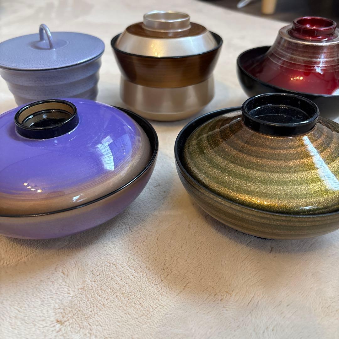 汁椀 5個セット 多彩な色合い