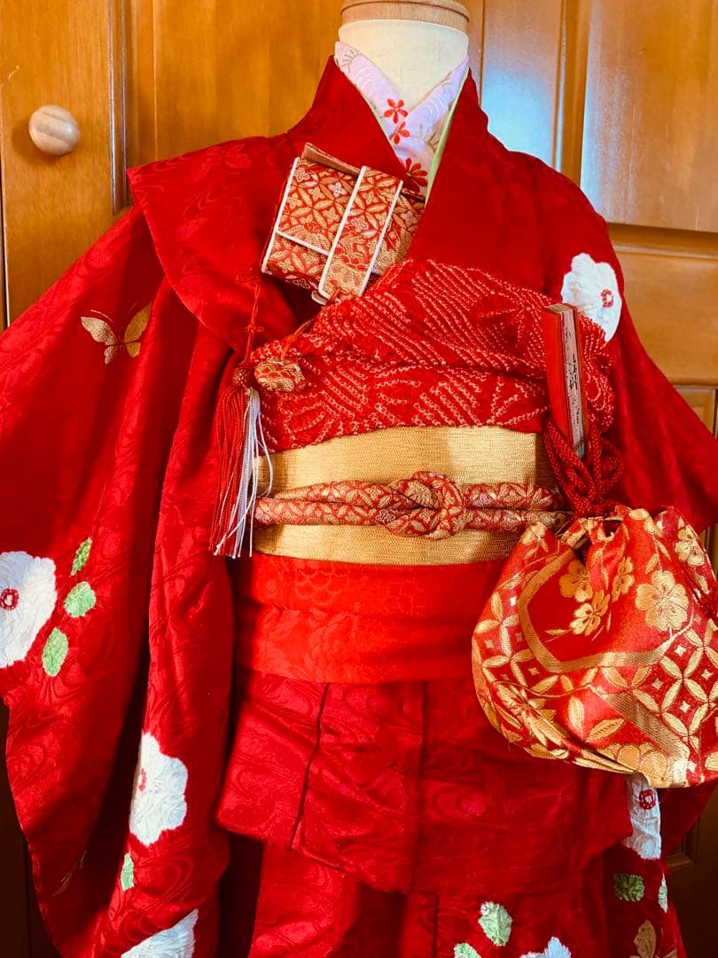 七五三　3歳から5歳の女の子のお支度　お着物は7歳用　はこせこ草履巾着