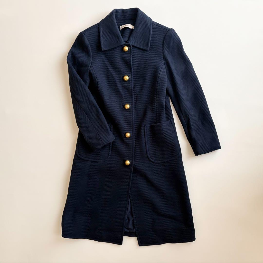 美品✨トリーバーチ ウールコート ネイビー 金ボタン ロング丈