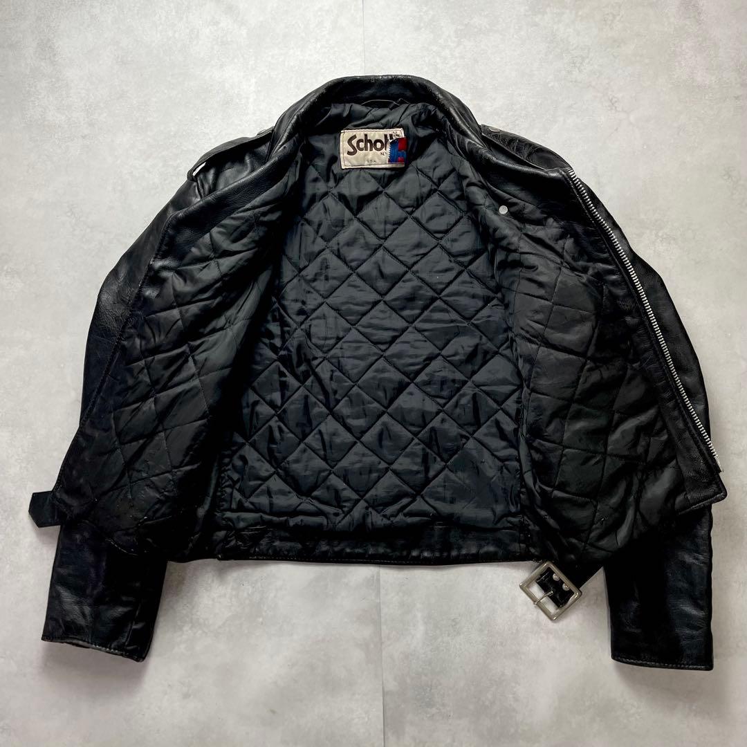 希少44サイズ SCHOTT ショット ダブルライダース 黒 2XL