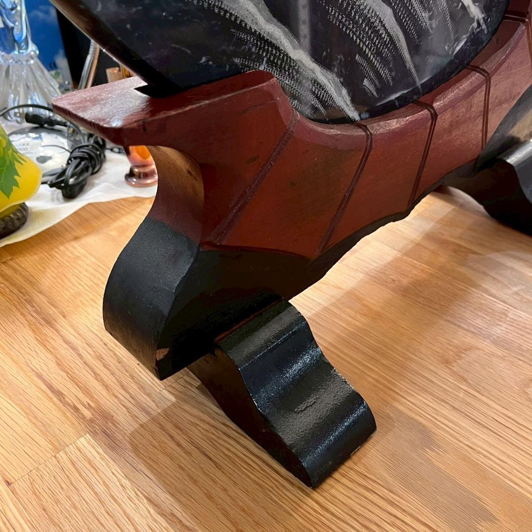 大理石 安天下 丸型 石版 彫刻 虎 竹林 大理石 骨董 中国美術 ヴィンテージ