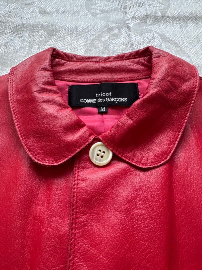 コムデギャルソン トリコ　牛革　ジャケット　 レザー　赤