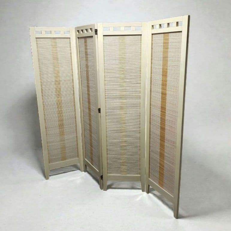 直接引き取り限定　4連パーテーション 木製 竹編衝立 ナチュラル 高さ160cm