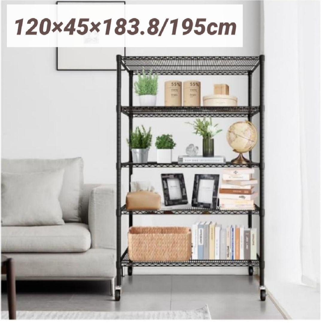 スチールラック 5段 キャスター付 収納棚 頑丈 ワイヤーシェルフ メタルラック