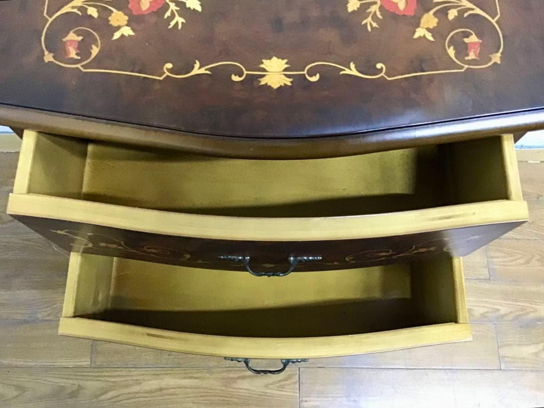 kazue☆管242☆イタリア製☆アンティーク☆象嵌細工☆4段チェスト