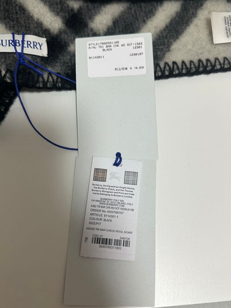 Burberryチェック ウールスカーフ