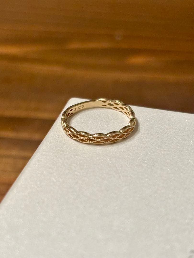 K10 YG ピンキーリング、4号