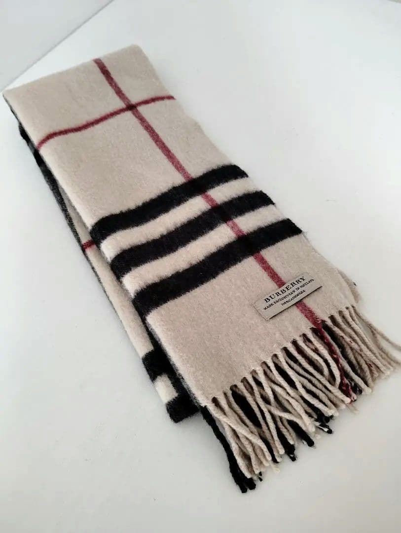 【希少】BURBERRY カシミア　チェック柄マフラー