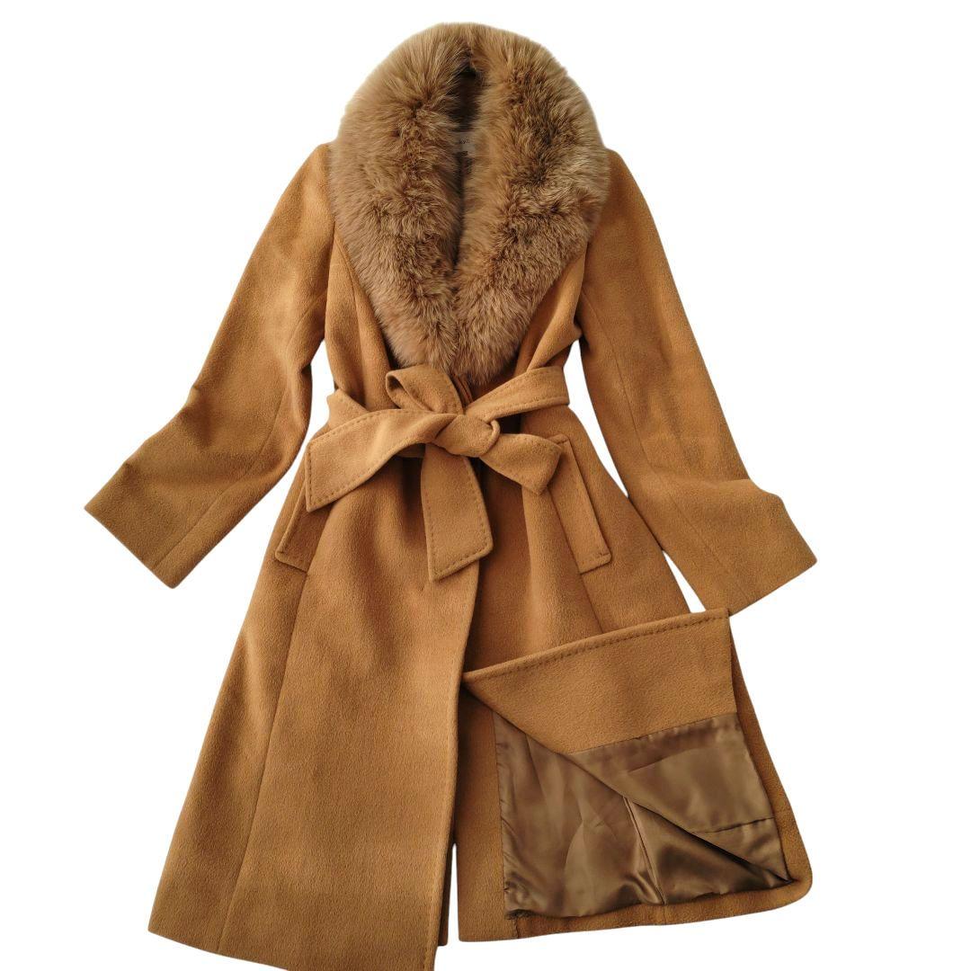 ピンキー&ダイアン フォックスファー ロングコート アンゴラ リボン M