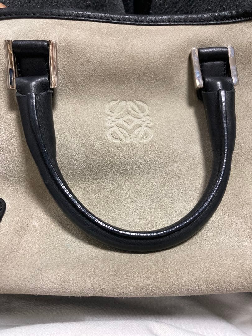 【美品】正規品ロエベ LOEWE ハンドバッグ　アマソナ28 スエード カーキ黒