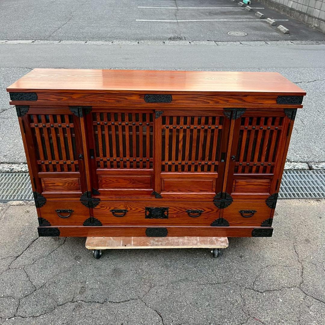 古民家 家具 水屋箪笥 民芸箪笥 木製 収納棚 時代家具 A0850