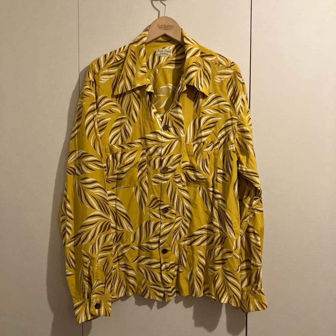 Butcher Products ハワイアンシャツ XL マスタード×リーフ柄
