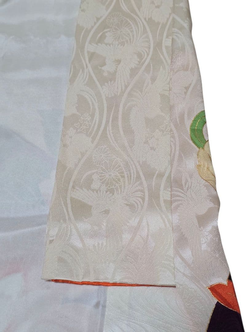 振袖　フルセット　豪華絢爛　刺繍　地文　成人式　結婚式　華やか　オレンジ　紫