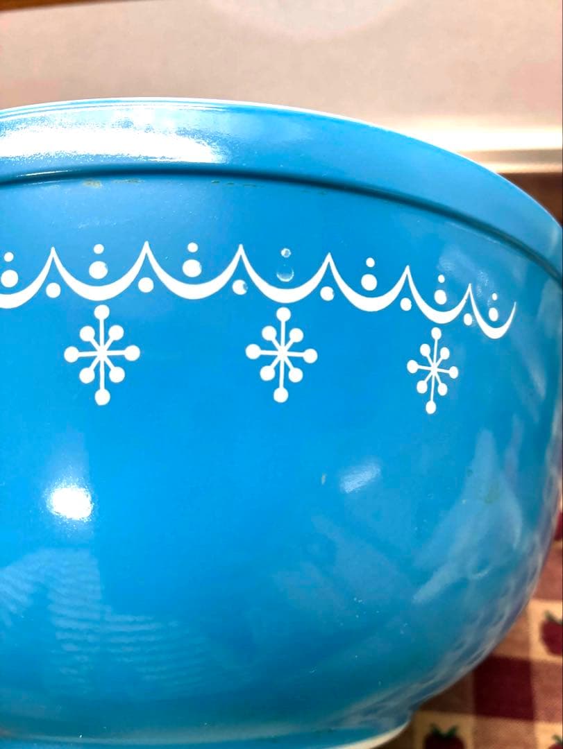 【値下げ】オールドパイレックス　スノーフレークミキシングボウル3コ　USA