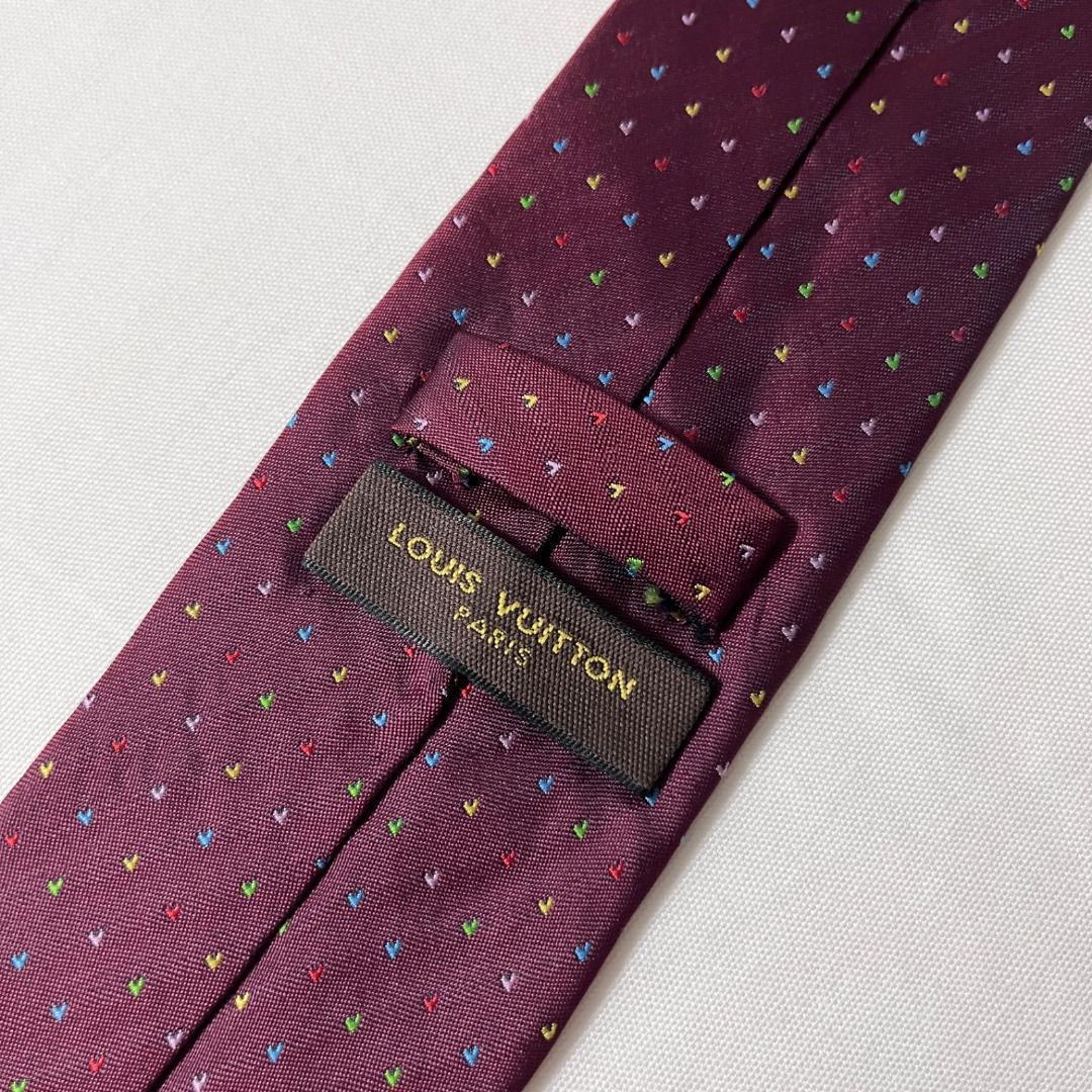 LOUIS VUITTON ルイヴィトン ネクタイ バーガンディー ハート柄