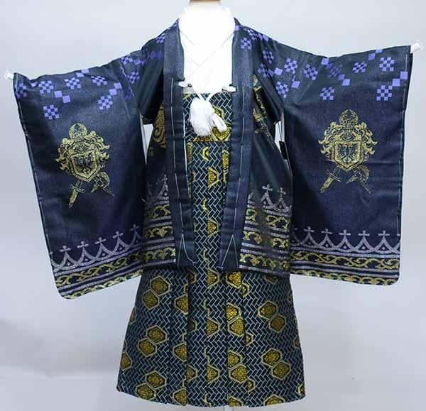 七五三 五歳 男児 羽織袴フルセット おりびと 濃紺 ラメ入り NO35832