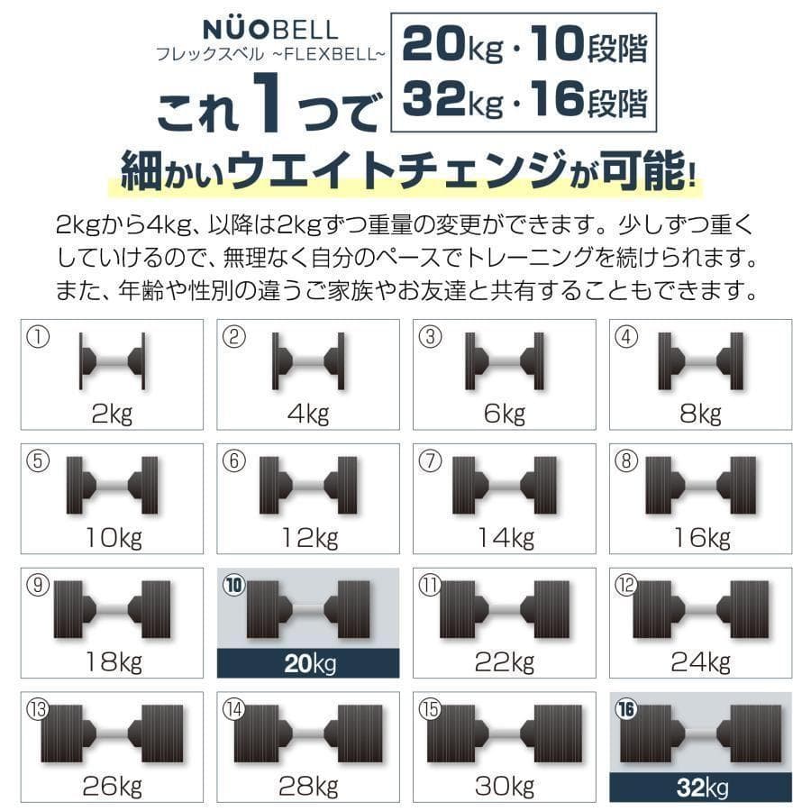 フレックスベル32kg 単品 NUO 正規代理店 可変式ダンベル 筋トレ1445