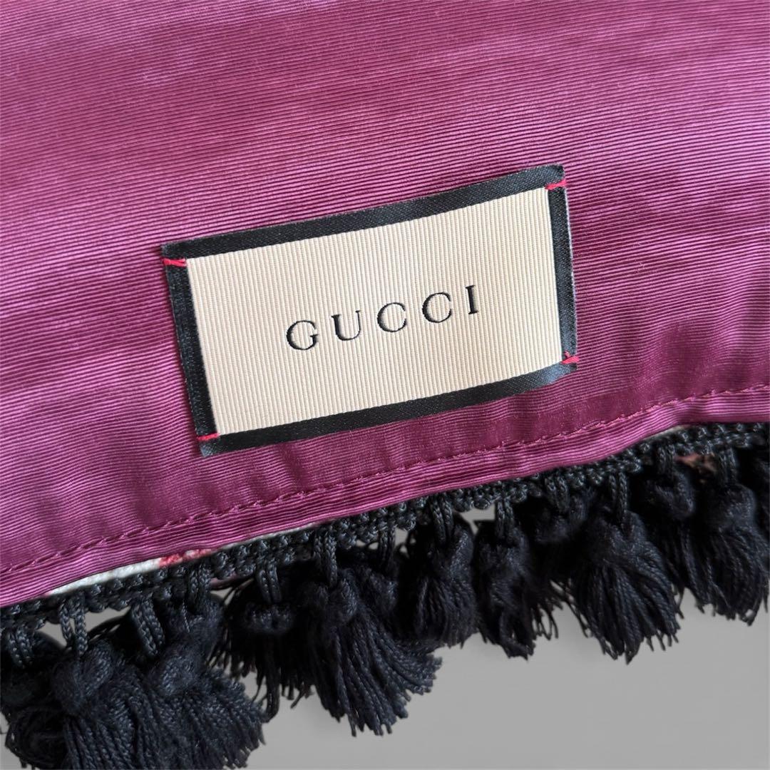 GUCCI グッチ フローラルクッション ピンク チェック タッセル付き 正規品