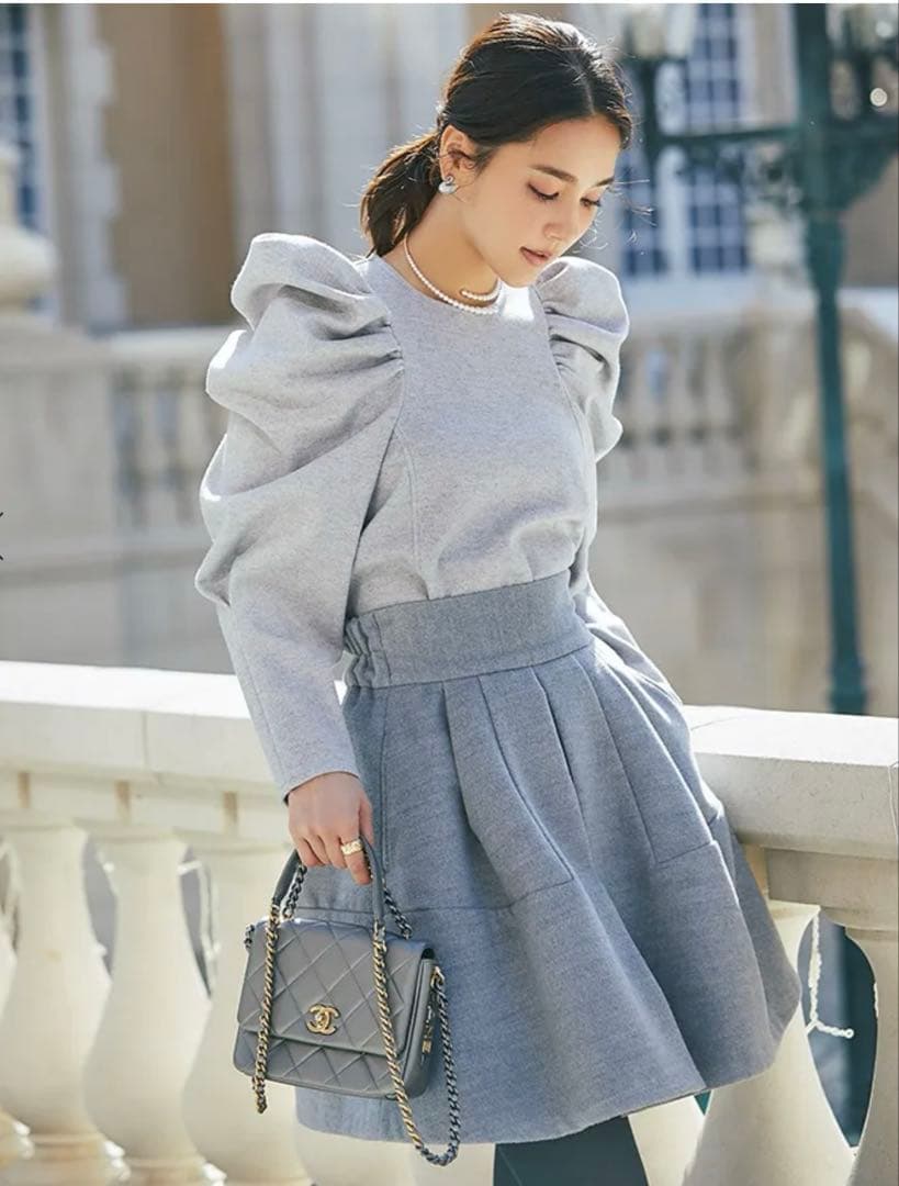 セブンテン　ハイウエストフレアキュロット(グレー)XS