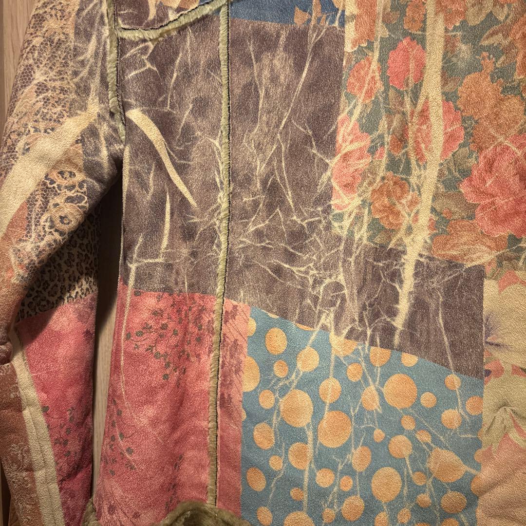 vintage スエードタッチパッチワークファージャケット