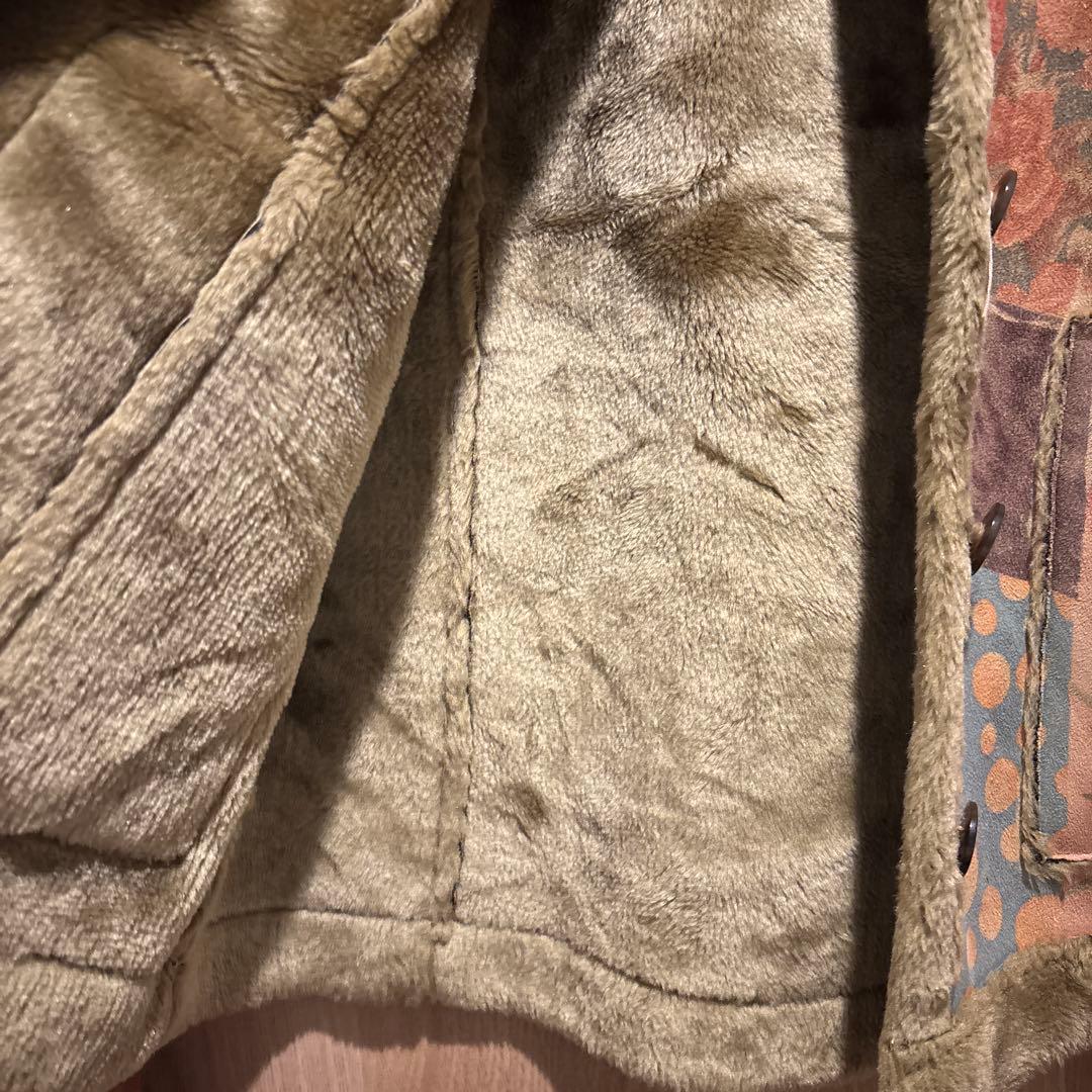 vintage スエードタッチパッチワークファージャケット