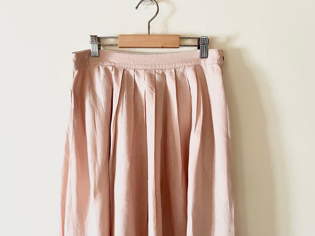 美品 マーガレットハウエル フレンチリネン100% 桜ピンクスカート 3.9万