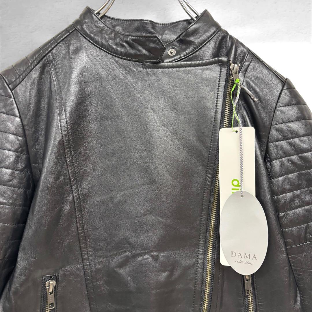 未使用品　羊革100 ダーマコレクション　レザーライダースジャケット 黒S（A1