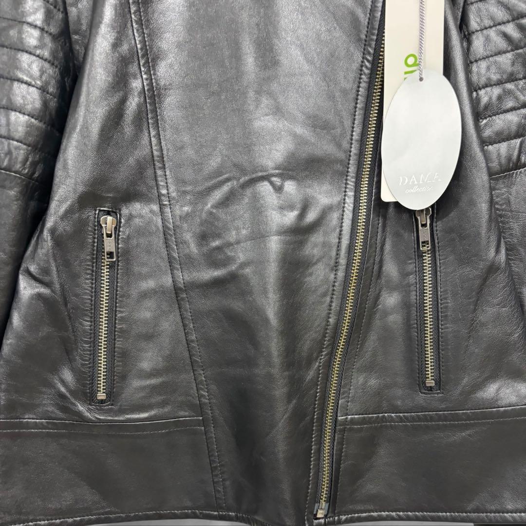 未使用品　羊革100 ダーマコレクション　レザーライダースジャケット 黒S（A1