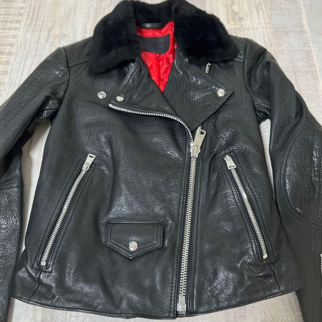 【未使用級 ファー パデット付】ALLSAINTS ダブル バイカー ライダース