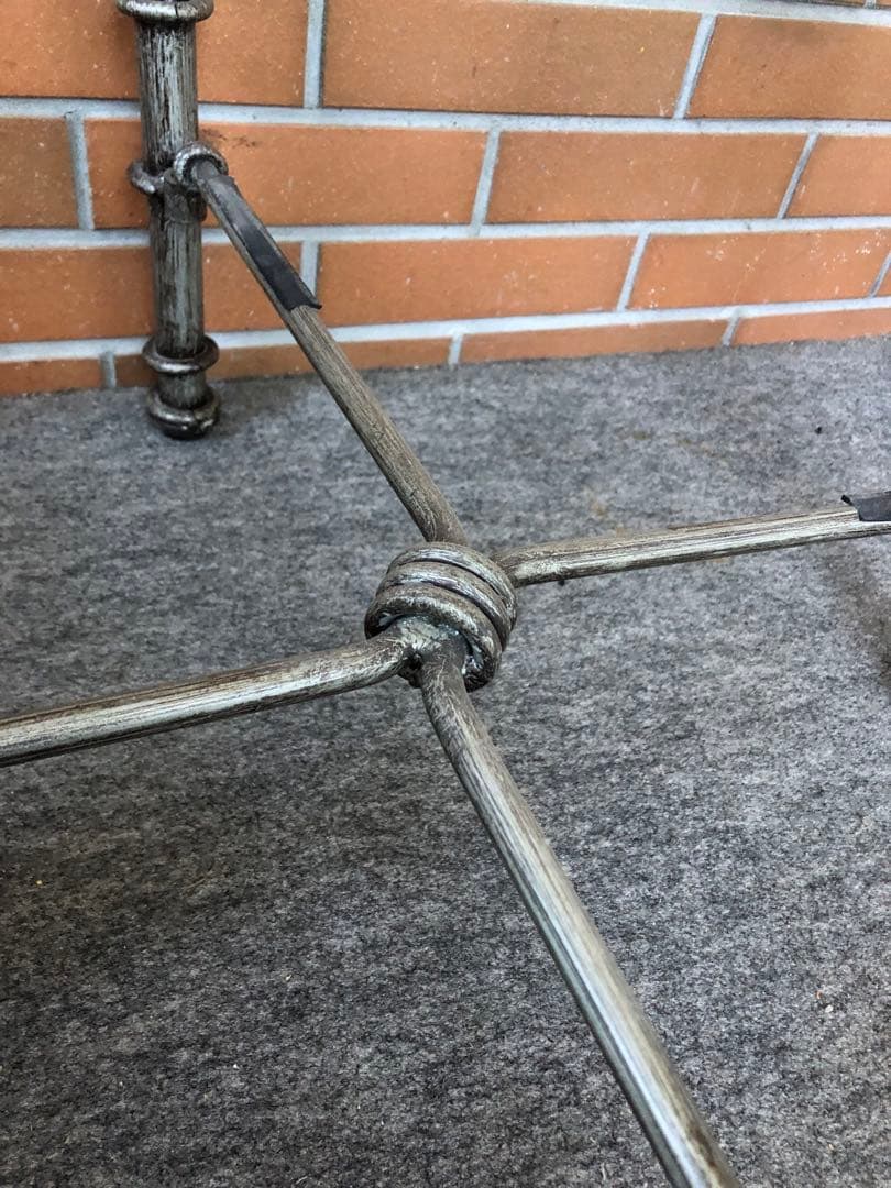 ガラステーブル　ヴィンテージ　コンクリート風　インダストリアル風　サイドテーブル