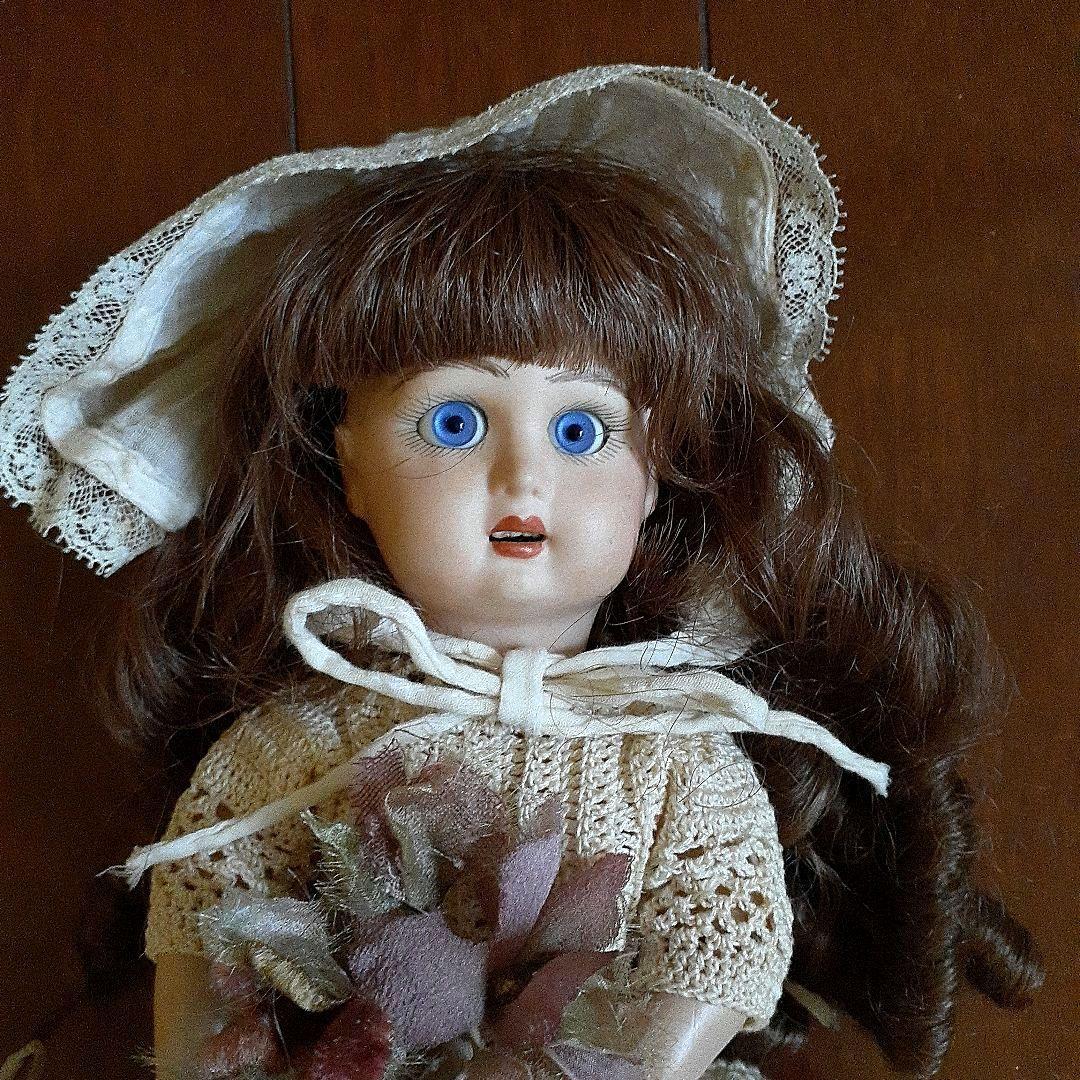 ⭐素敵！アンティークビスクドール、ドールスタンド付き　17