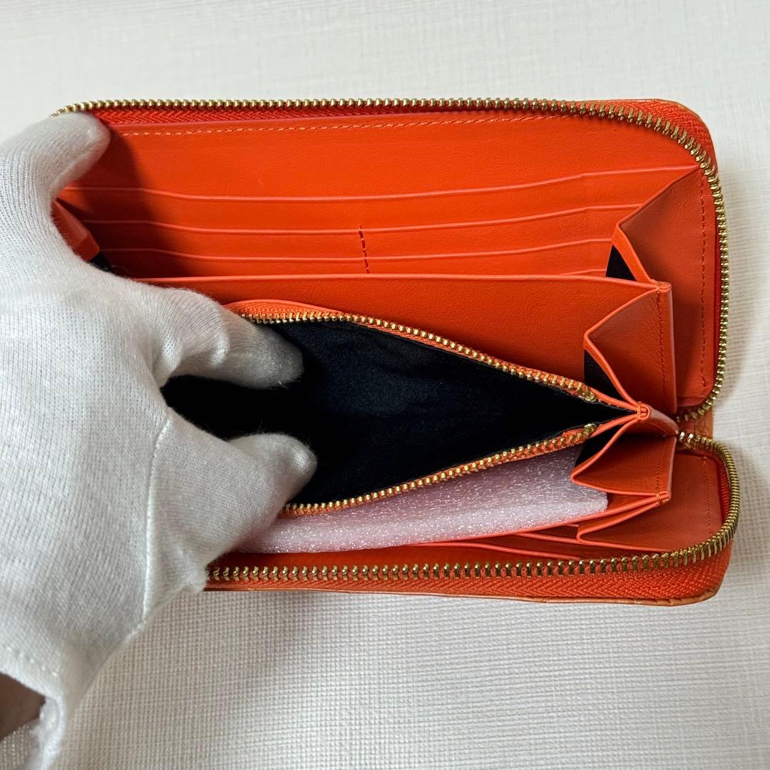 【未使用級】シャイニング クロコダイル 長財布 ラウンドジップ オレンジ