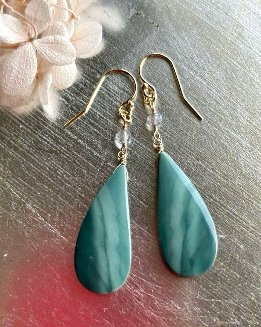 インペリアルジャスパー＆ラブラドライトのピアス他　14kgf