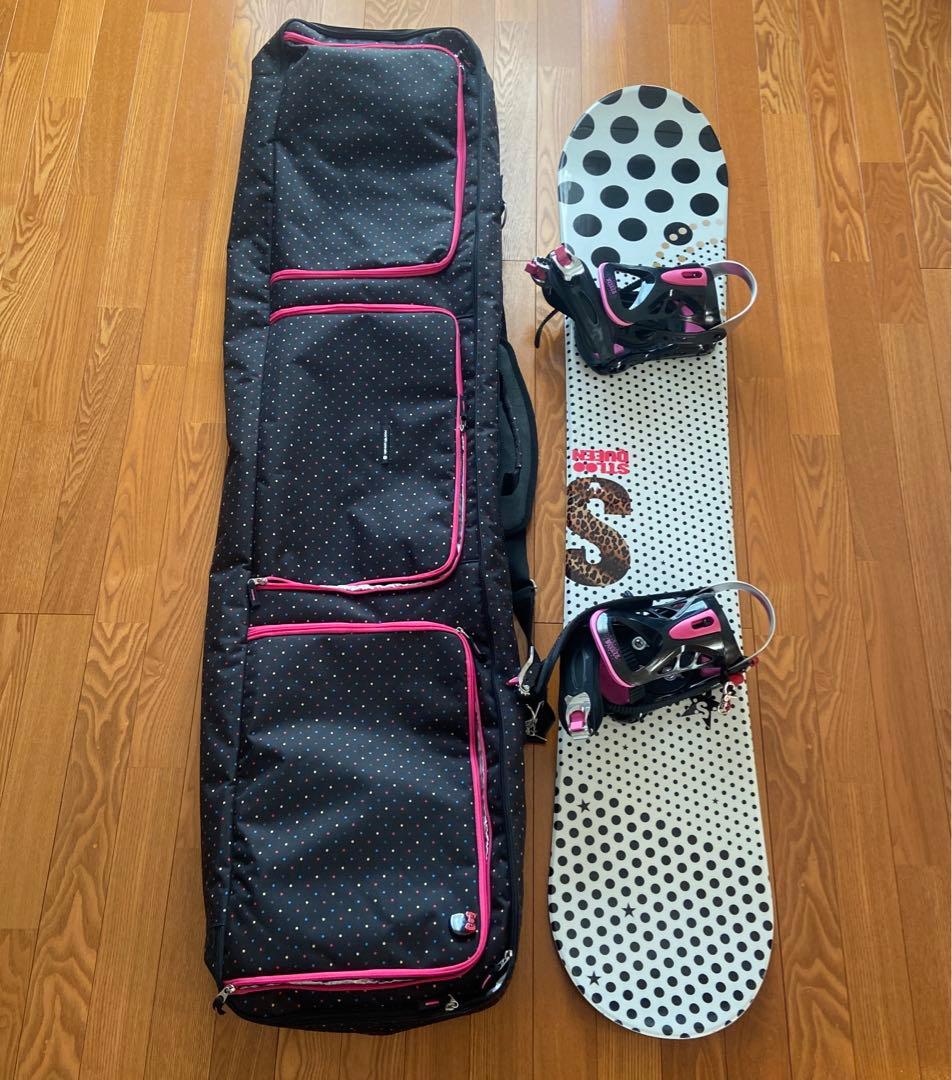 スノーボード Sサイズ 白黒水玉　ケース付き