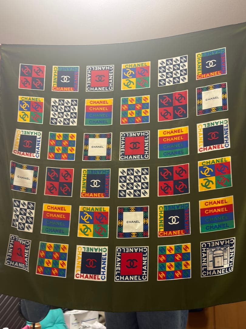 シャネル　シルクスカーフ　大判　マルチデザイン　ココマーク