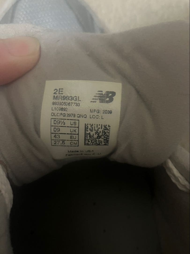 ニューバランスMR993GL(2E/US9.5/27.5cm)グレー190303