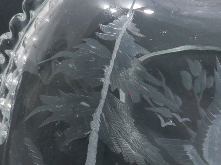 モーゼル クリスタル ハンドカット 花鳥文 扁壺 花瓶 フラワーベース