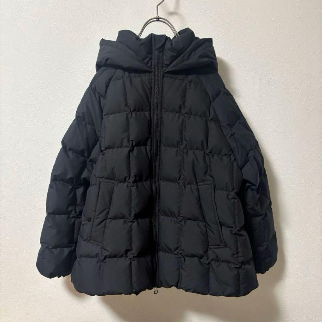 DANTON ホワイトグース ダウンジャケット スクエアキルト ブラック