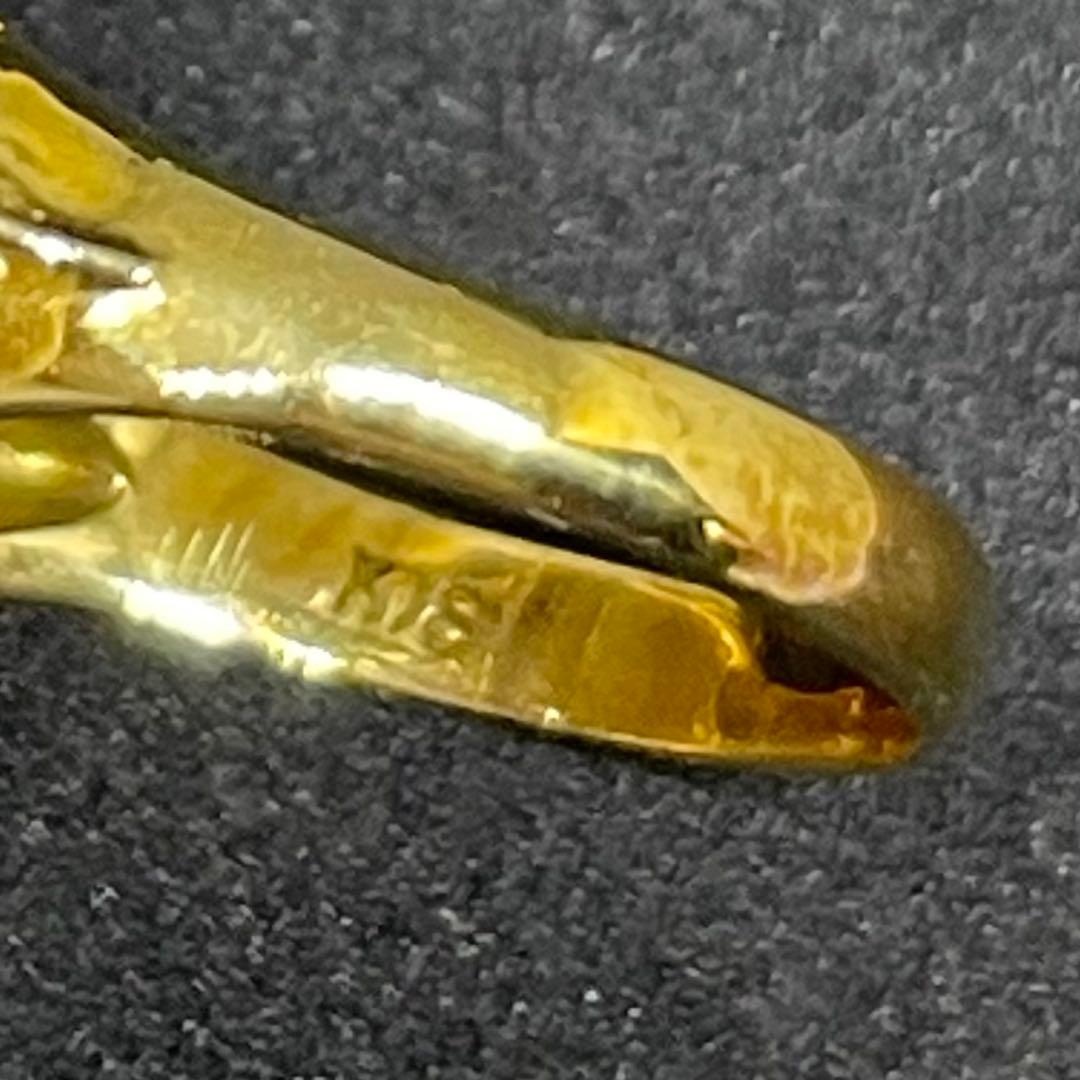 【美品！保証書付】K18 大粒シトリン•トパーズリング 15ct 11号 楕円形