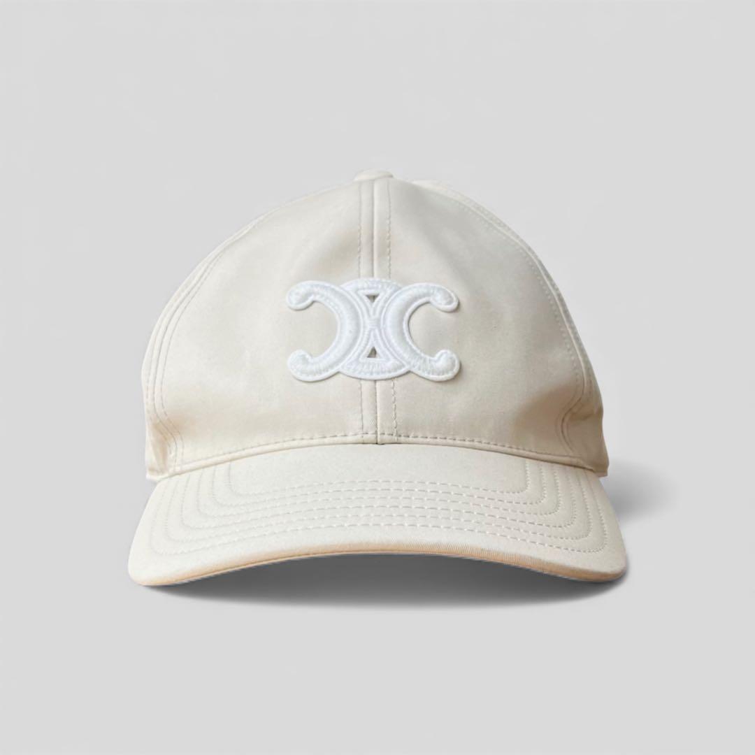 美品 セリーヌ トリオンフ キャップ バニラ ベージュ 帽子 L CELINE