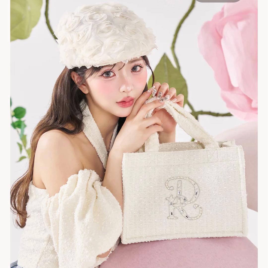 Darich DR ビジューミニトートバッグ ホワイト