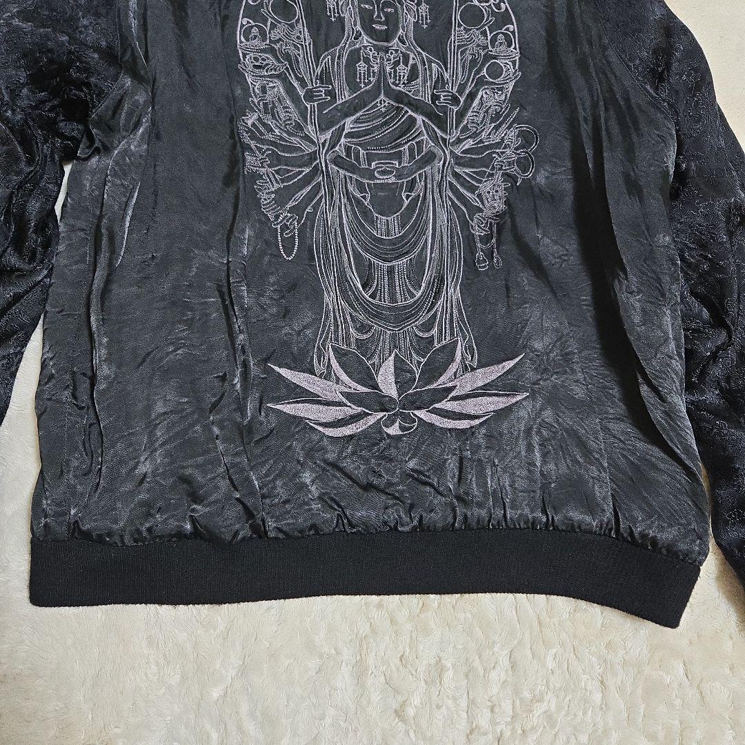 希少 花旅楽団 千手観音 リバーシブル スカジャン 赤/黒 Lサイズ レーヨン