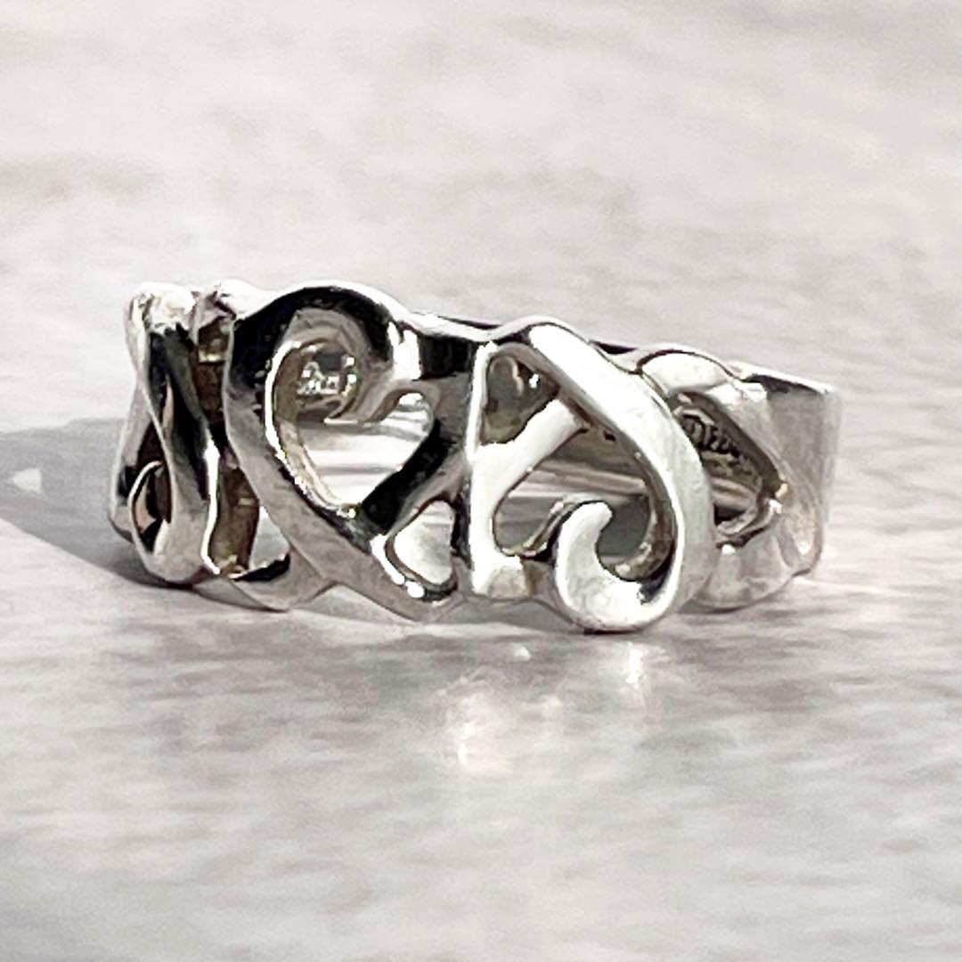 ティファニー トリプルラビングハートリング sv925 シルバー 指輪 14号